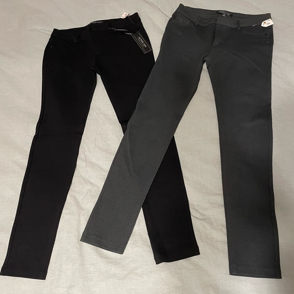 Active USA 5 Pockets Skinny Ponte Pants. Pair of 2.